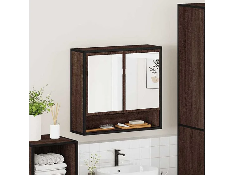 Armoire à miroir de salle de bain chêne marron bois ingénierie