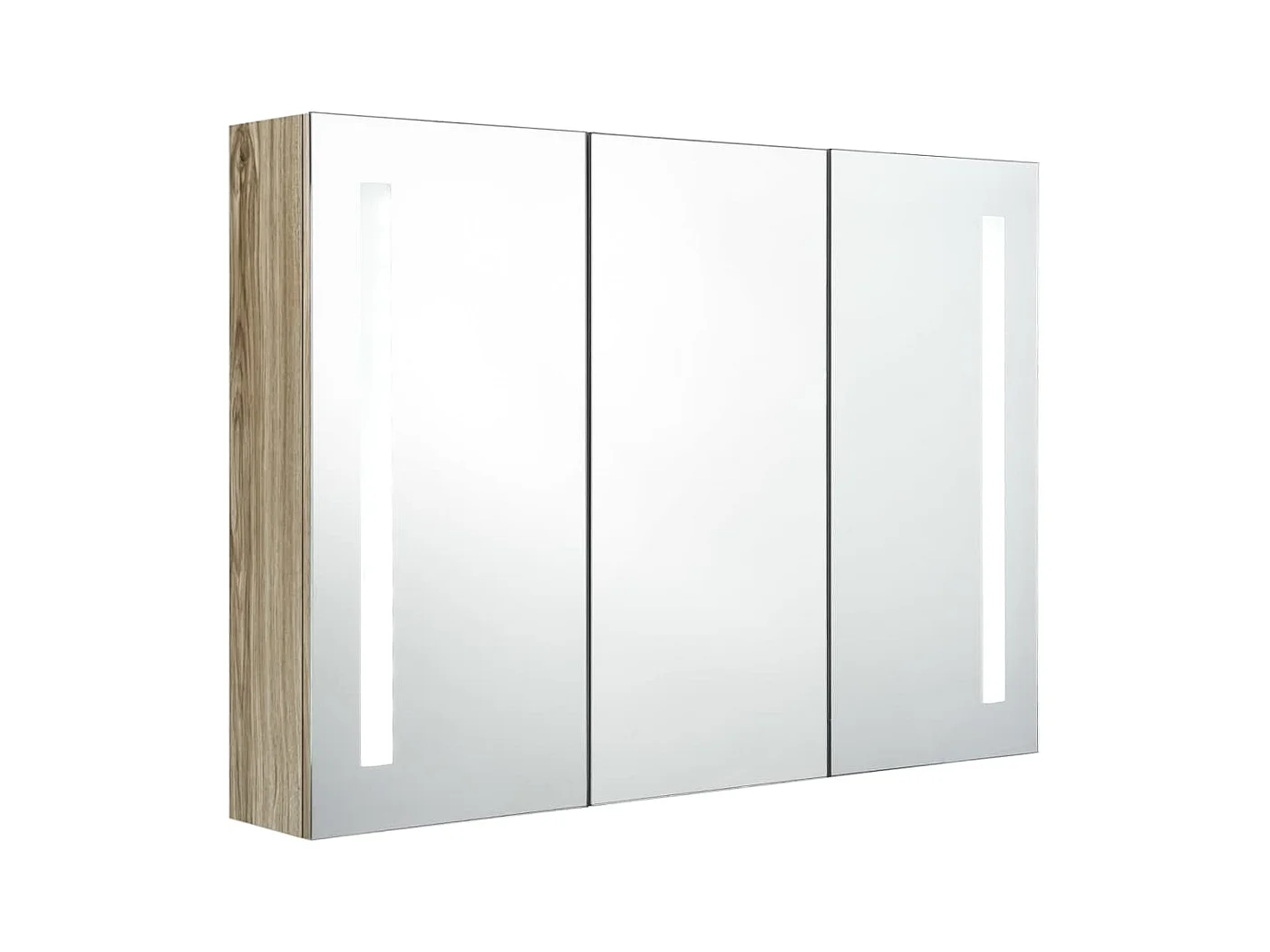 Armoire de salle de bain à miroir LED 89x14x62 Chêne