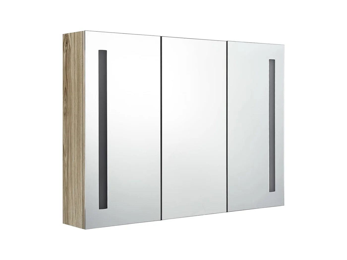 Armoire de salle de bain à miroir LED 89x14x62 Chêne