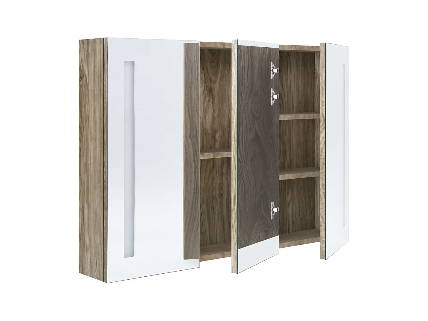 Armoire de salle de bain à miroir LED 89x14x62 Chêne