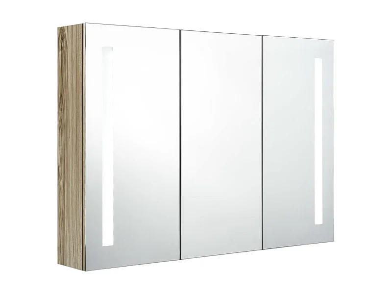 Armoire de salle de bain à miroir LED 89x14x62 Chêne