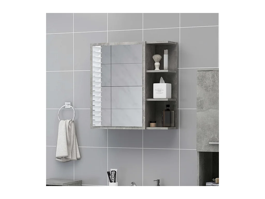 Armoire à miroir de bain Gris béton 62,5x20,5x64