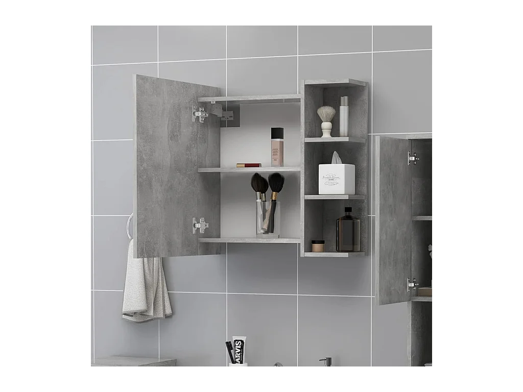 Armoire à miroir de bain Gris béton 62,5x20,5x64