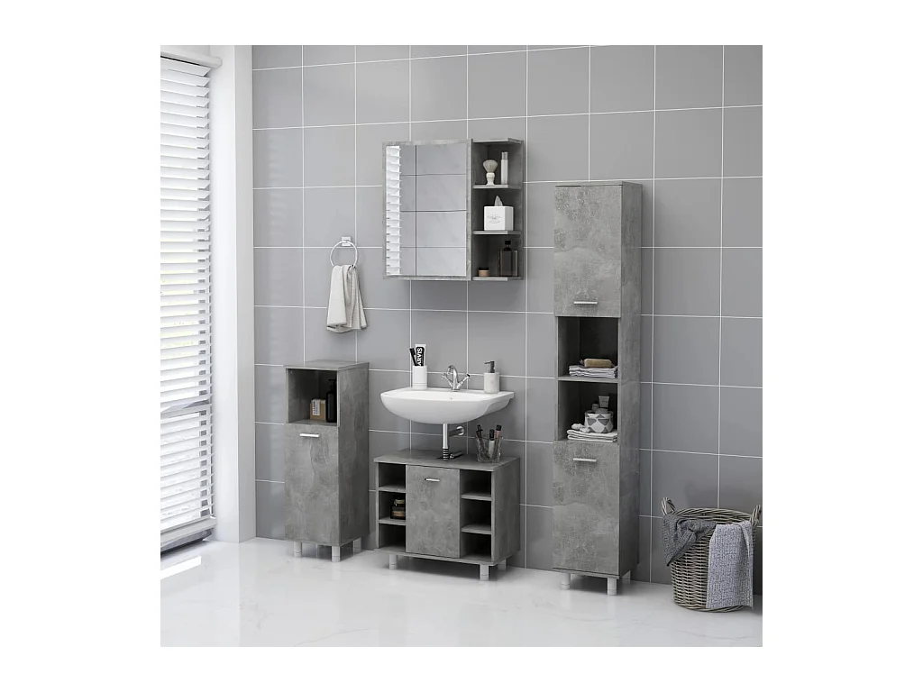 Armoire à miroir de bain Gris béton 62,5x20,5x64