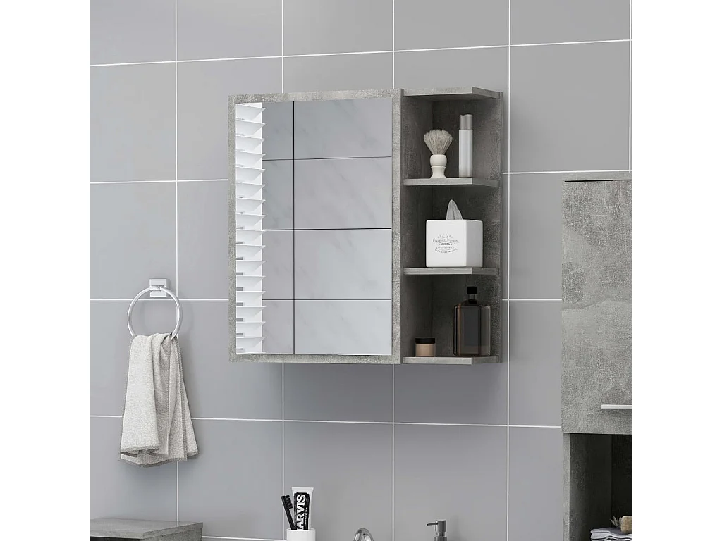 Armoire à miroir de bain Gris béton 62,5x20,5x64