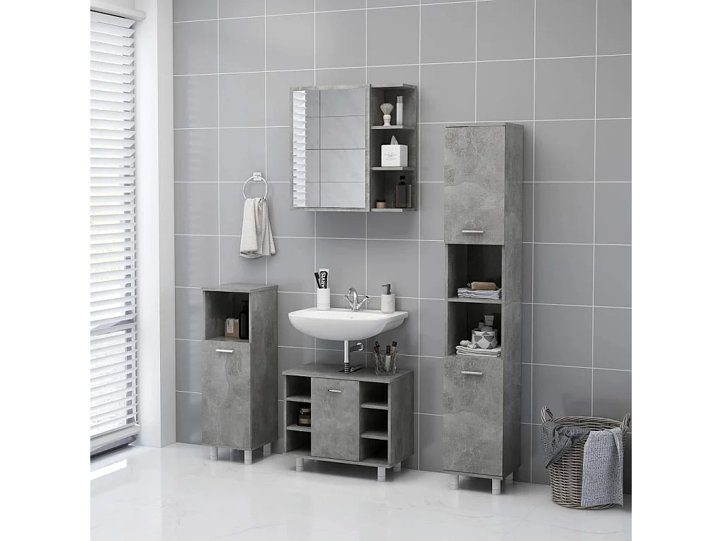 Armoire à miroir de bain Gris béton 62,5x20,5x64