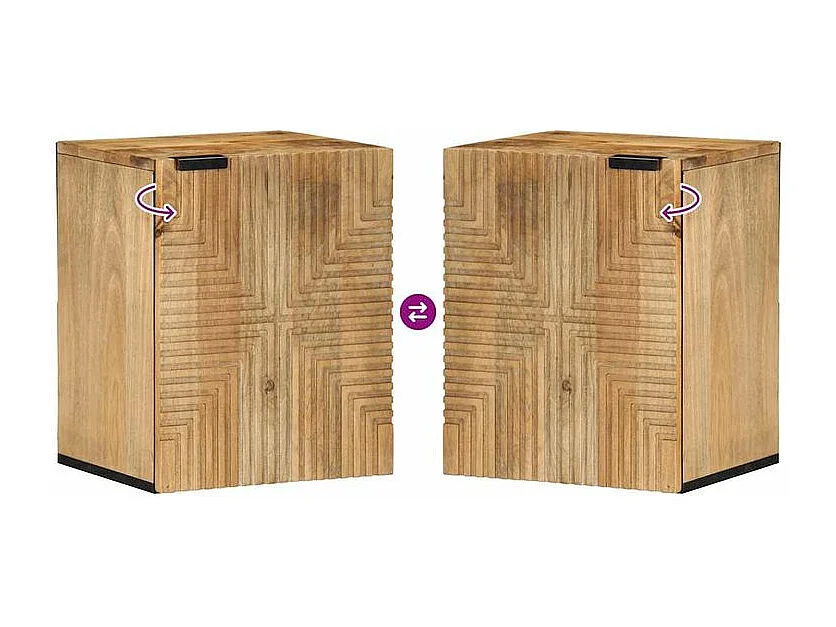 Armoire de salle de bain suspendue marron bois massif manguier