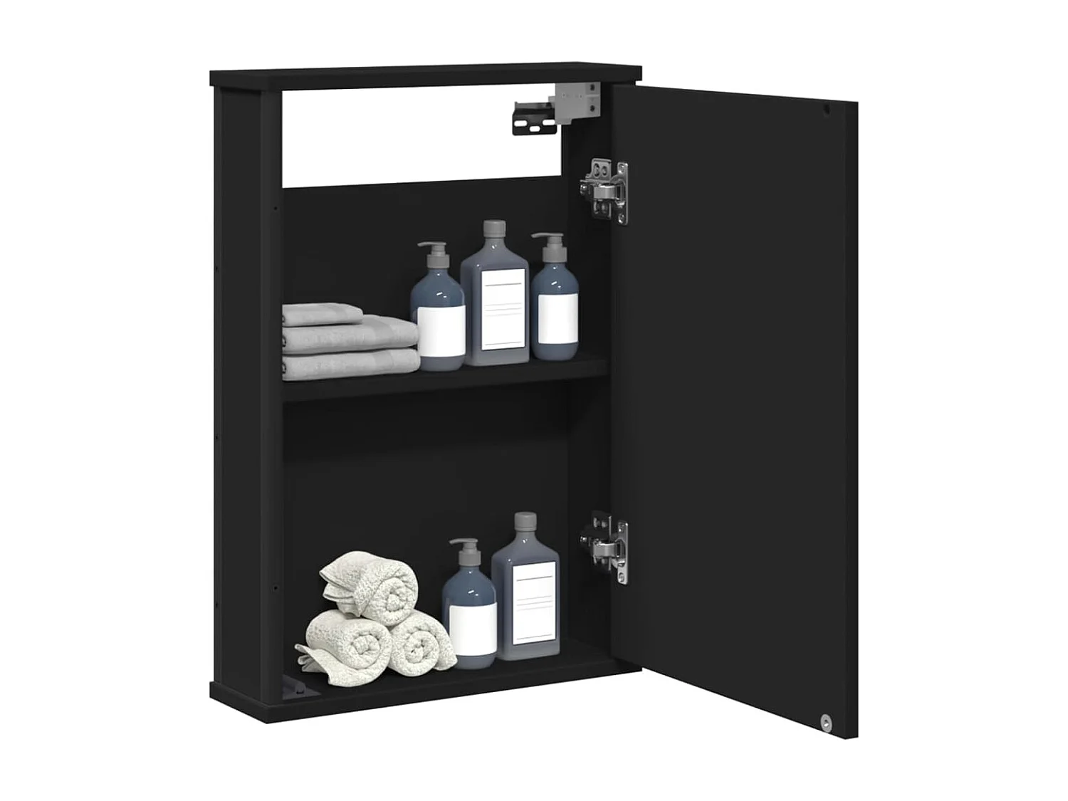 Armoire à miroir de salle de bain noir bois d'ingénierie