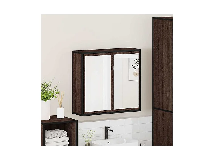 Armoire à miroir de salle de bain chêne marron bois ingénierie