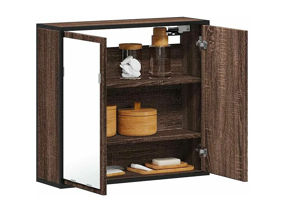 Armoire à miroir de salle de bain chêne marron bois ingénierie