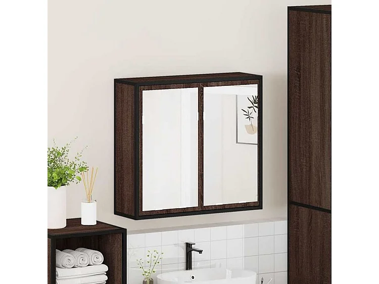 Armoire à miroir de salle de bain chêne marron bois ingénierie