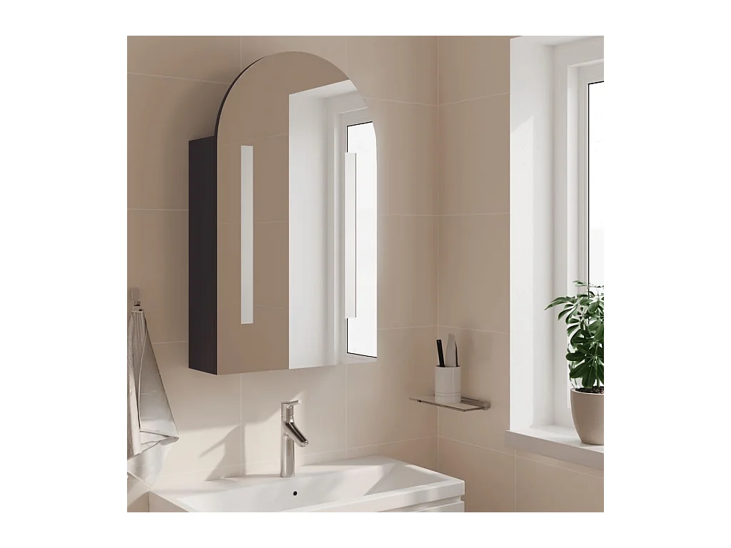 Armoire de bain à miroir avec LED arquée gris 42x13x70