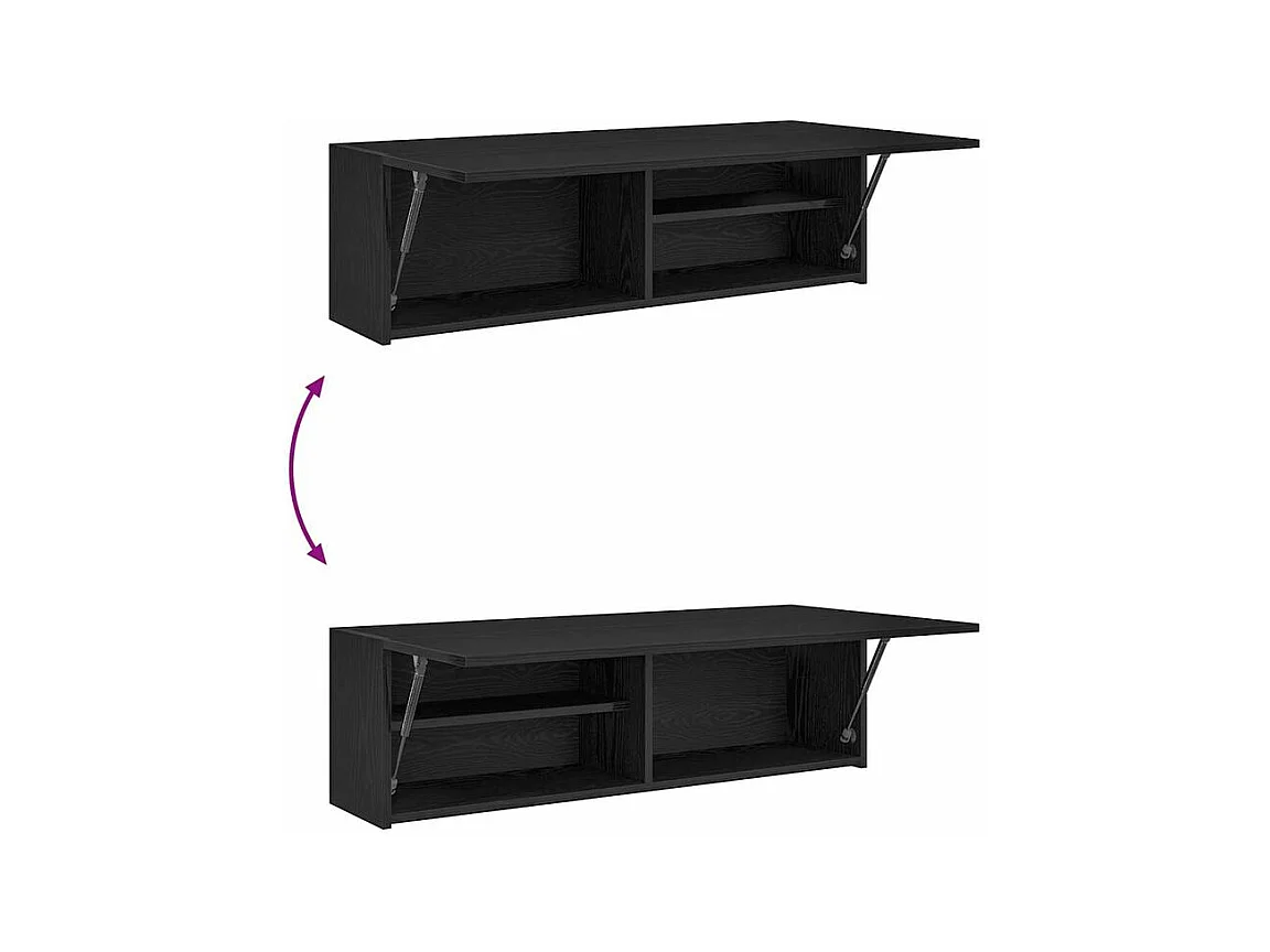 Armoire murale de bain noir 100x25x30 bois d'ingénierie