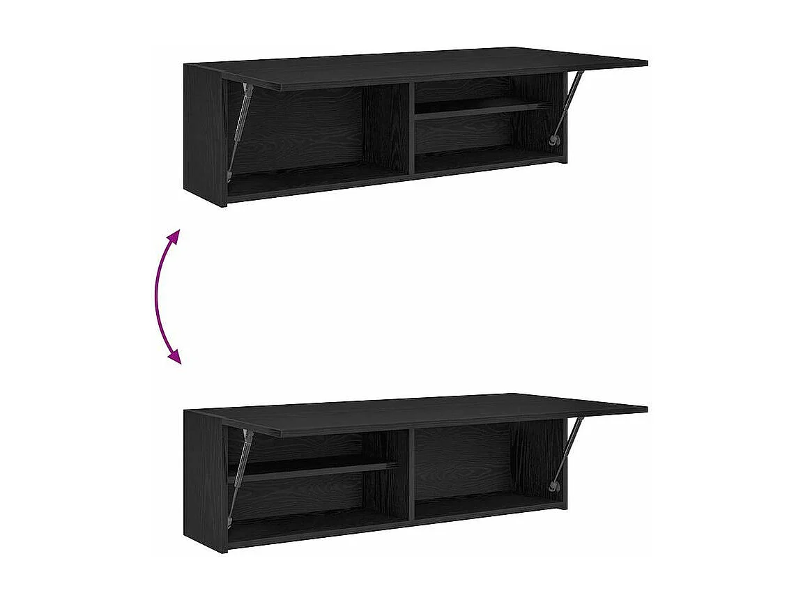 Armoire murale de bain noir 100x25x30 bois d'ingénierie