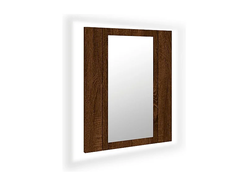 Armoire à miroir LED de salle de bain chêne marron 40x12x45
