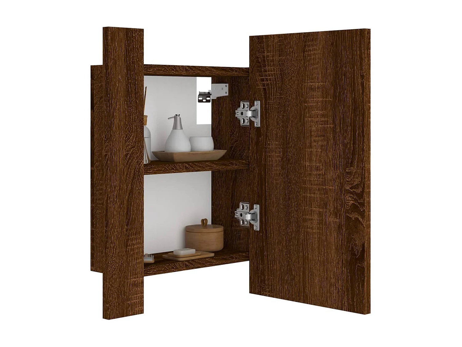 Armoire à miroir LED de salle de bain chêne marron 40x12x45