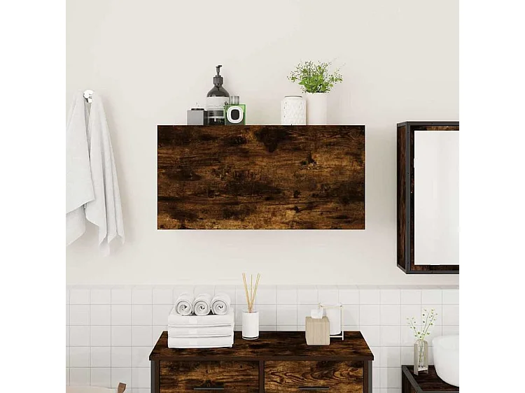 Armoire murale de bain chêne fumé 80x25x40 bois d'ingénierie