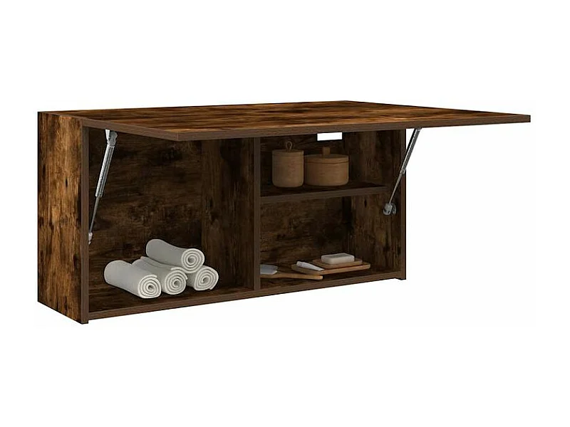 Armoire murale de bain chêne fumé 80x25x40 bois d'ingénierie