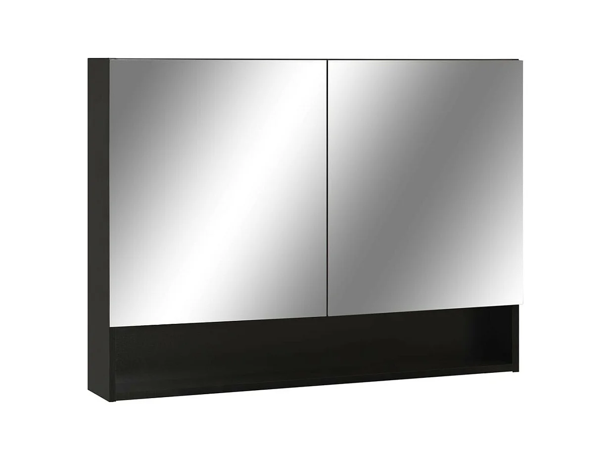 Armoire à miroir de salle de bain LED Noir 80x15x60 MDF