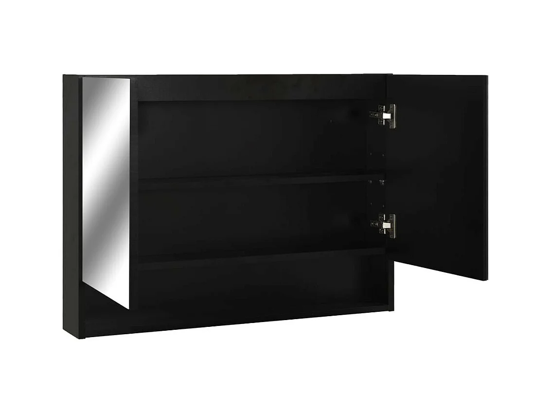 Armoire à miroir de salle de bain LED Noir 80x15x60 MDF