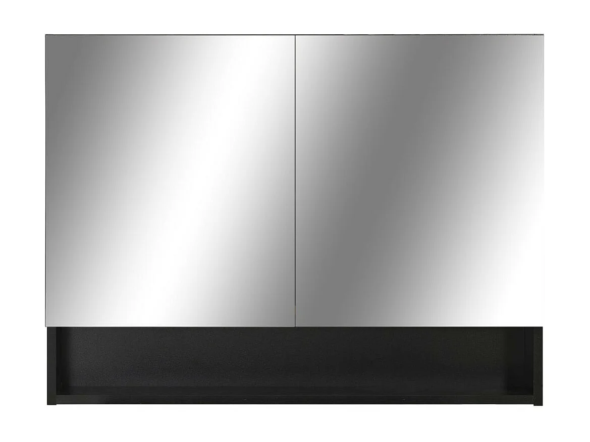 Armoire à miroir de salle de bain LED Noir 80x15x60 MDF