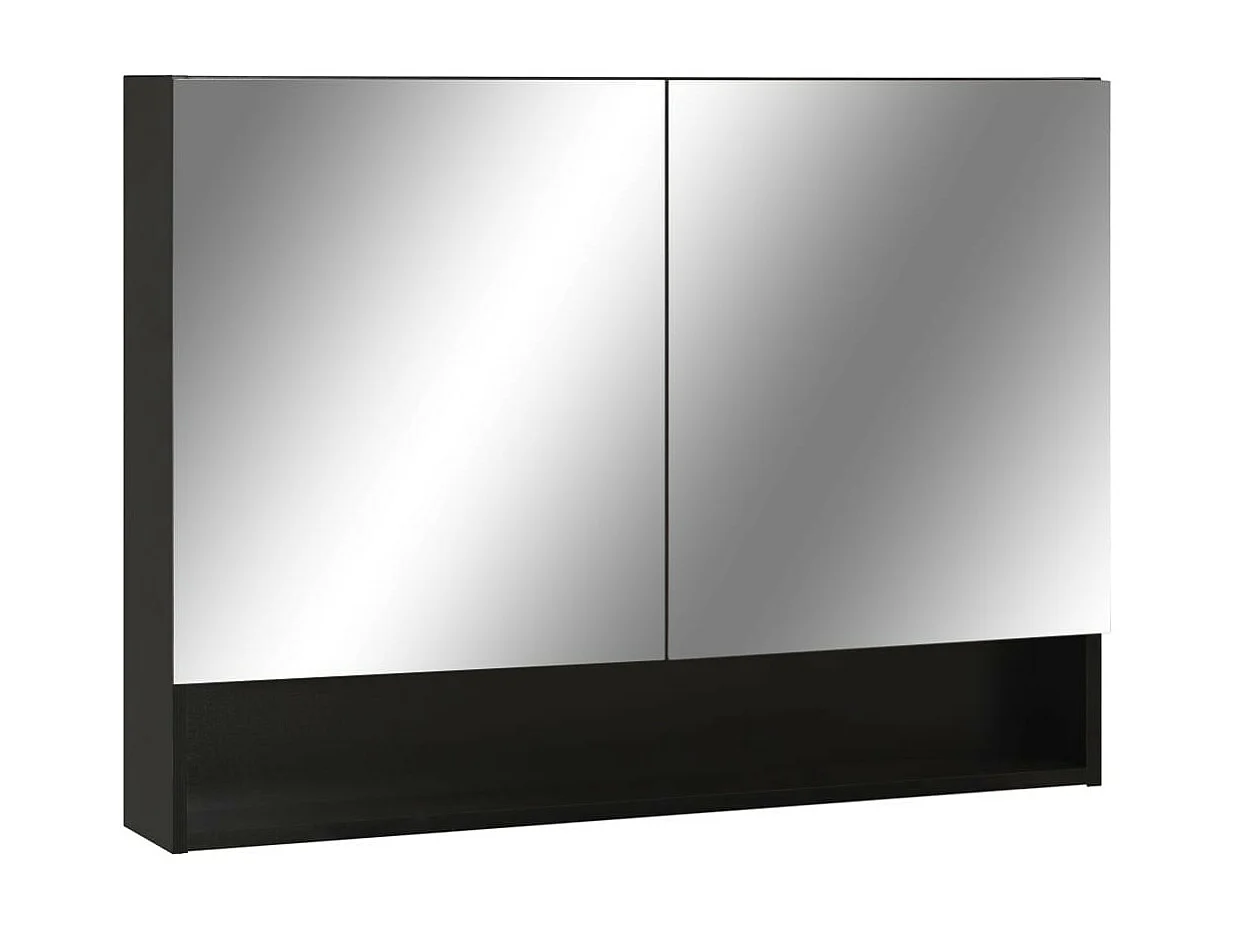 Armoire à miroir de salle de bain LED Noir 80x15x60 MDF