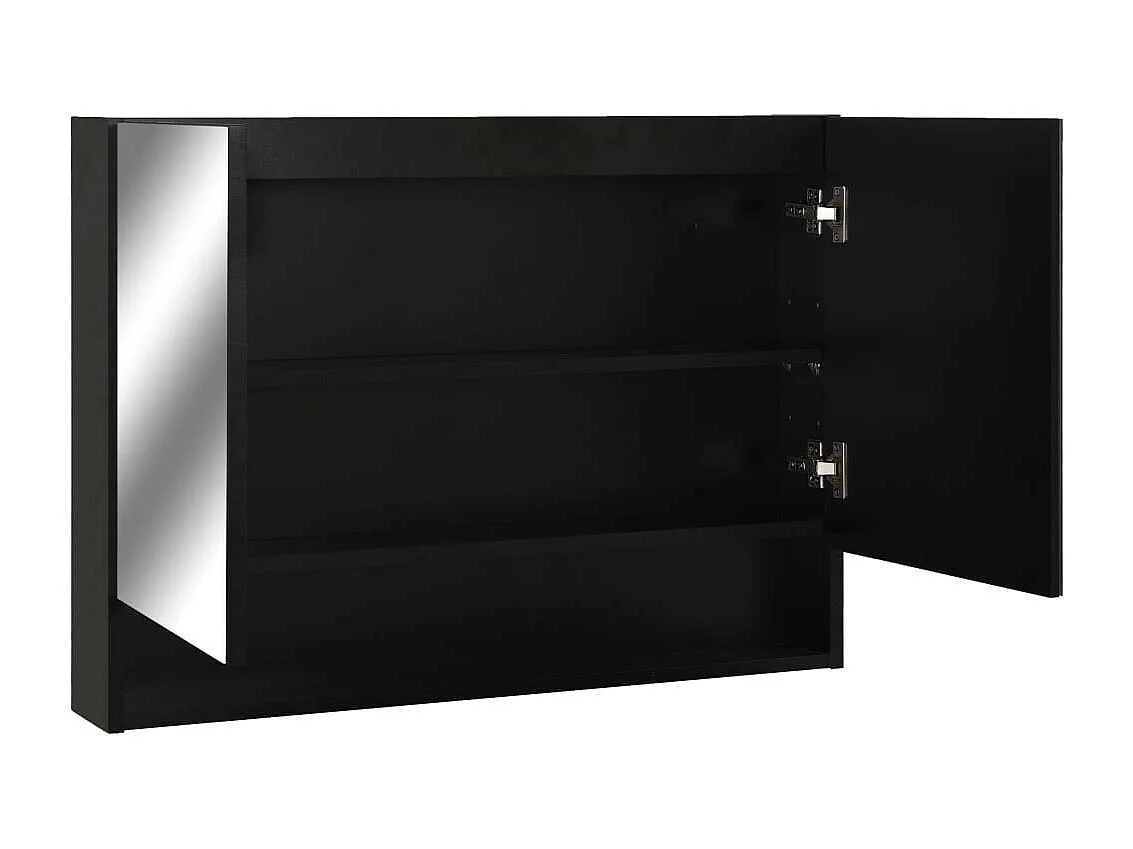 Armoire à miroir de salle de bain LED Noir 80x15x60 MDF