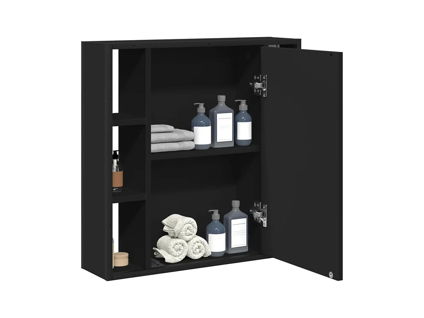 Armoire de salle de bain à miroir noir bois d'ingénierie