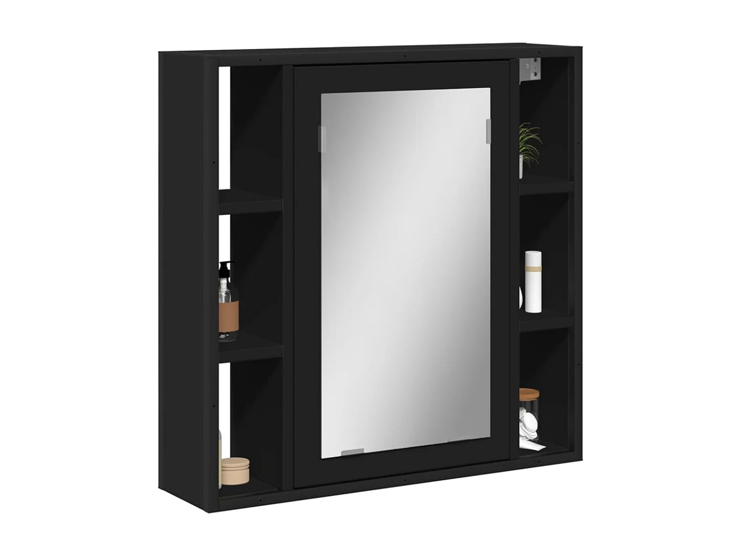 Armoire de salle de bain à miroir noir bois d'ingénierie