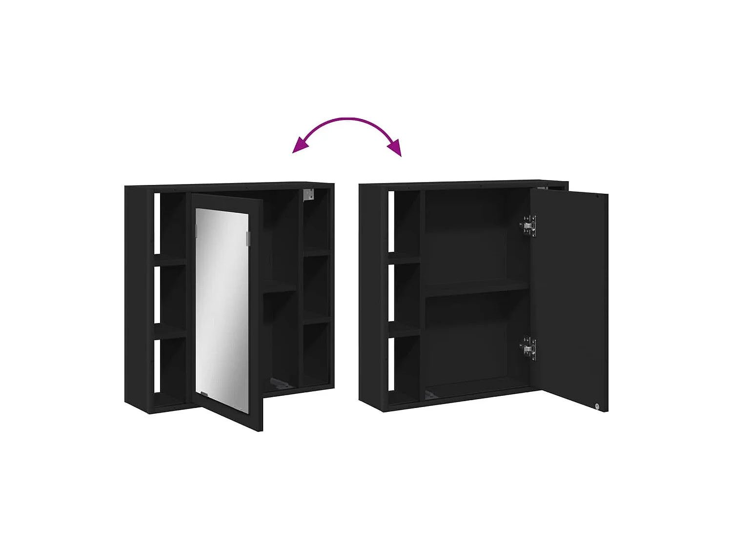 Armoire de salle de bain à miroir noir bois d'ingénierie