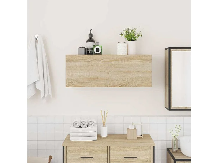 Armoire murale de bain chêne sonoma 80x25x30 bois ingénierie
