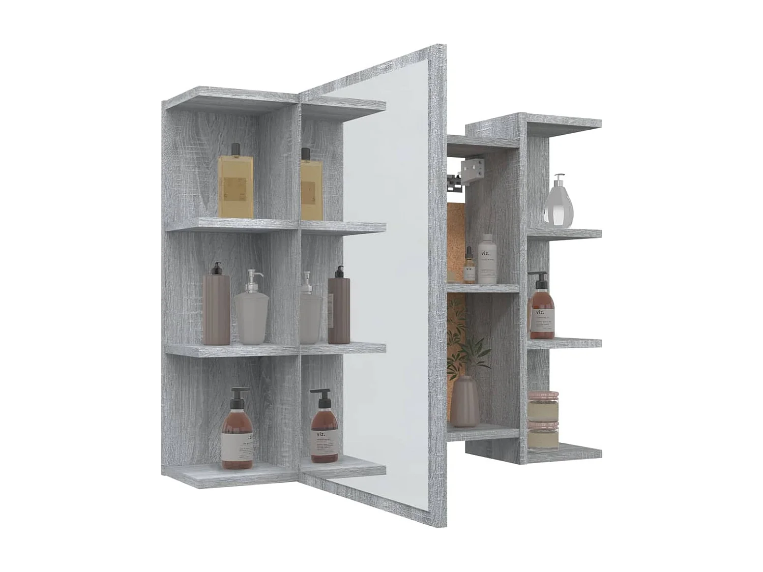 Armoire à miroir de salle de bain Sonoma gris 80x20,5x64 Bois