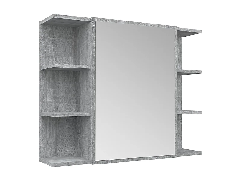Armoire à miroir de salle de bain Sonoma gris 80x20,5x64 Bois