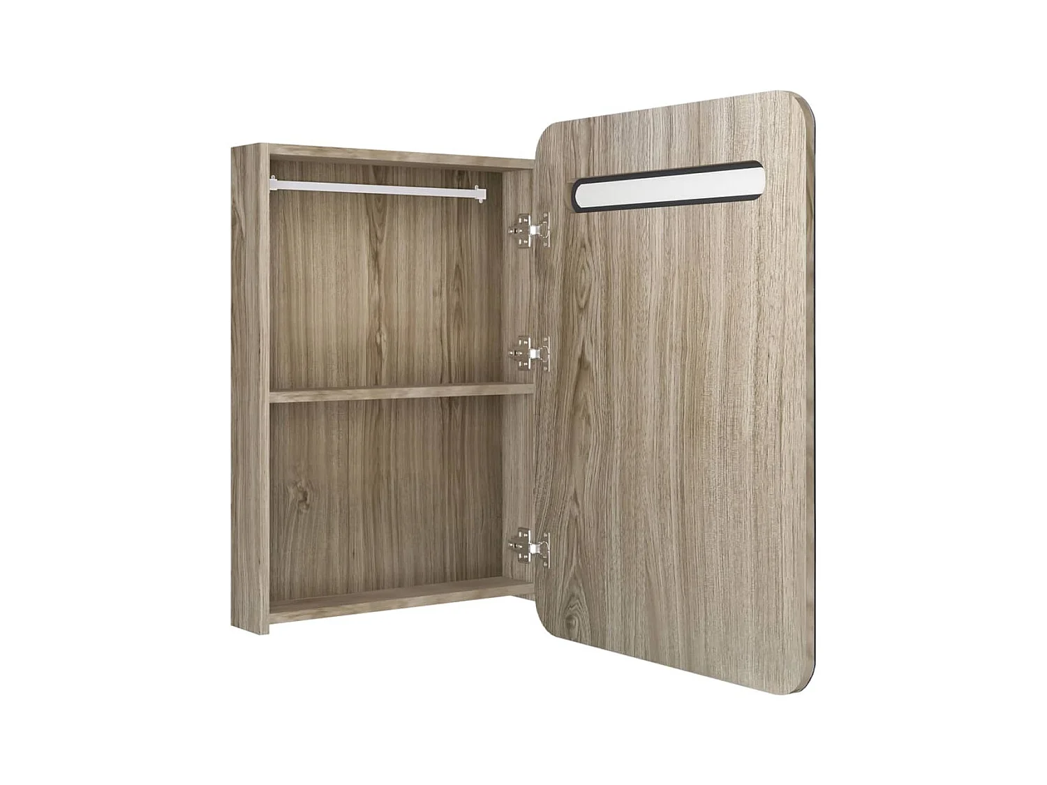 Armoire de salle de bain à miroir LED Chêne 60x11x80