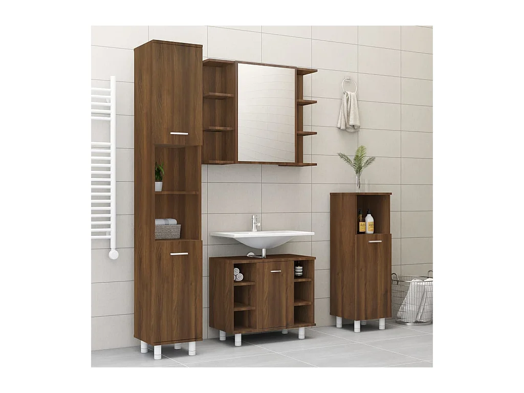 Armoire à miroir de salle de bain Chêne brun 80x20,5x64 Bois