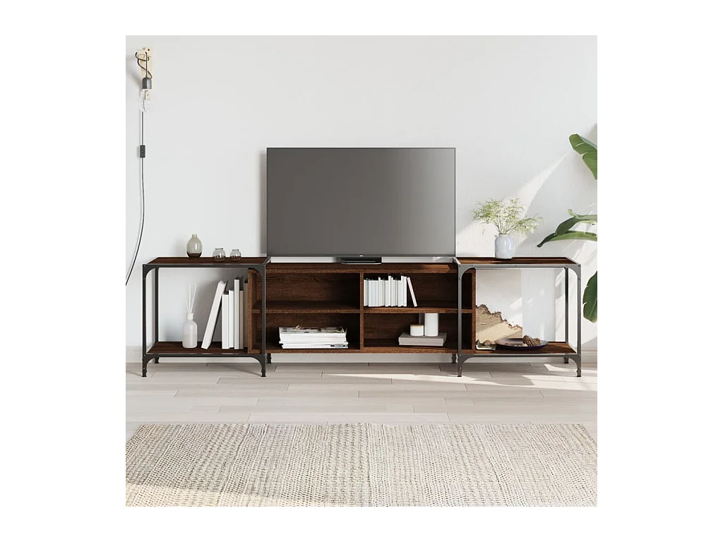 Meuble TV chêne marron 203x37x50 bois d'ingénierie