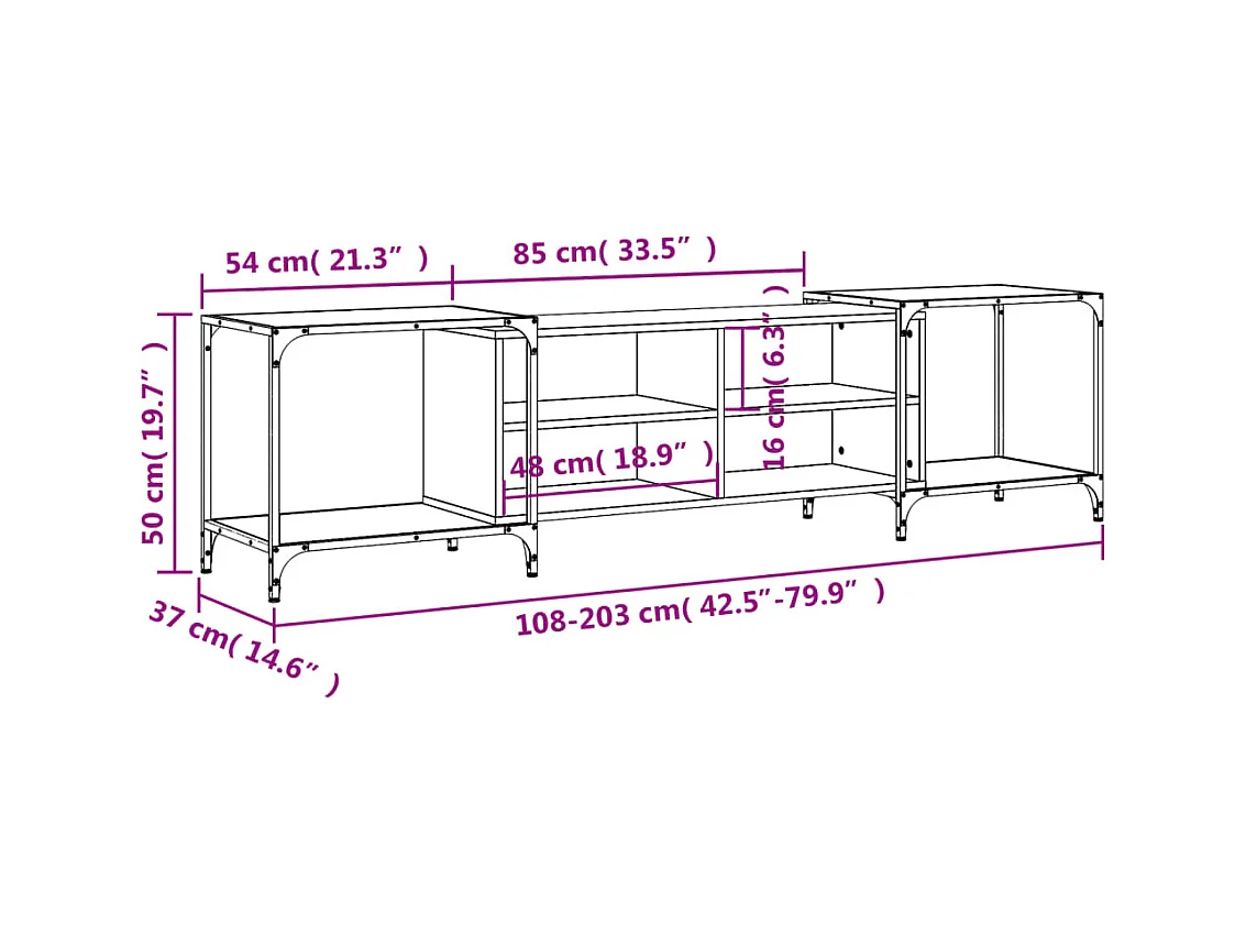 Meuble TV chêne marron 203x37x50 bois d'ingénierie