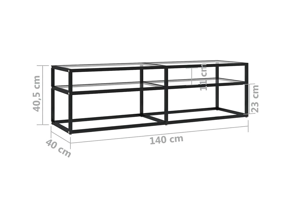 Meuble TV Transparent 140x40x40,5 Verre trempé