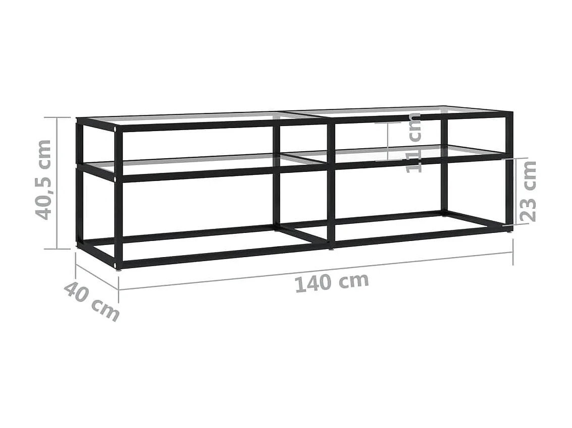 Meuble TV Transparent 140x40x40,5 Verre trempé