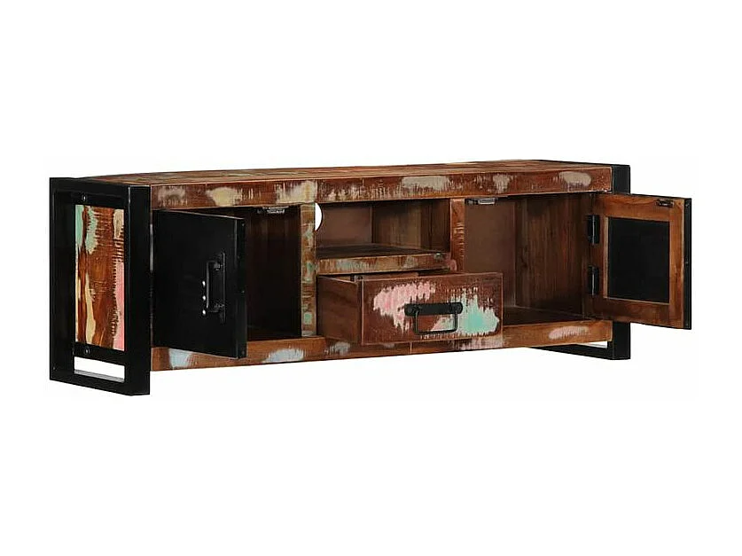 Meuble TV 100x30x35 bois de récupération massif