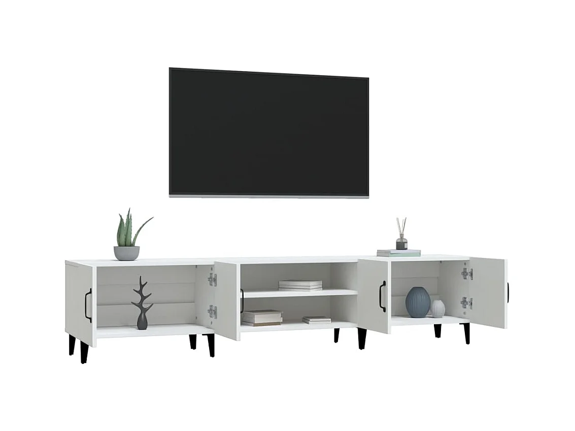 Meuble TV blanc 180x31,5x40 bois d'ingénierie