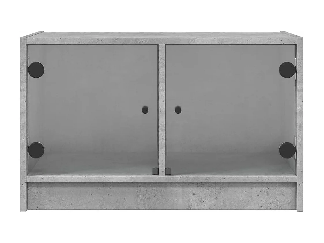 Meuble TV avec portes en verre gris béton 68x37x42