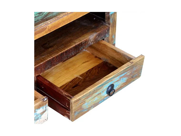 Meuble TV 3 tiroirs bois massif recyclé multicolore Moust