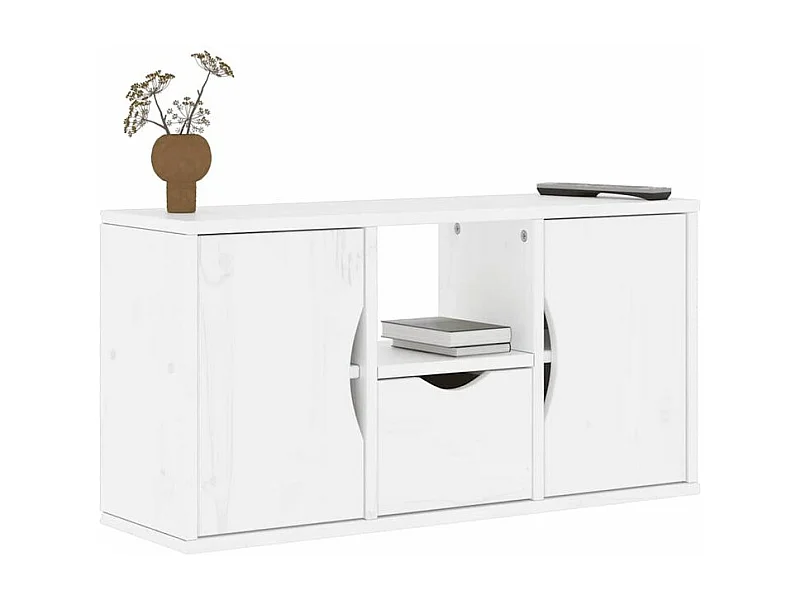Meuble TV avec tiroir ODDA blanc 79x24x40,5 bois massif pin