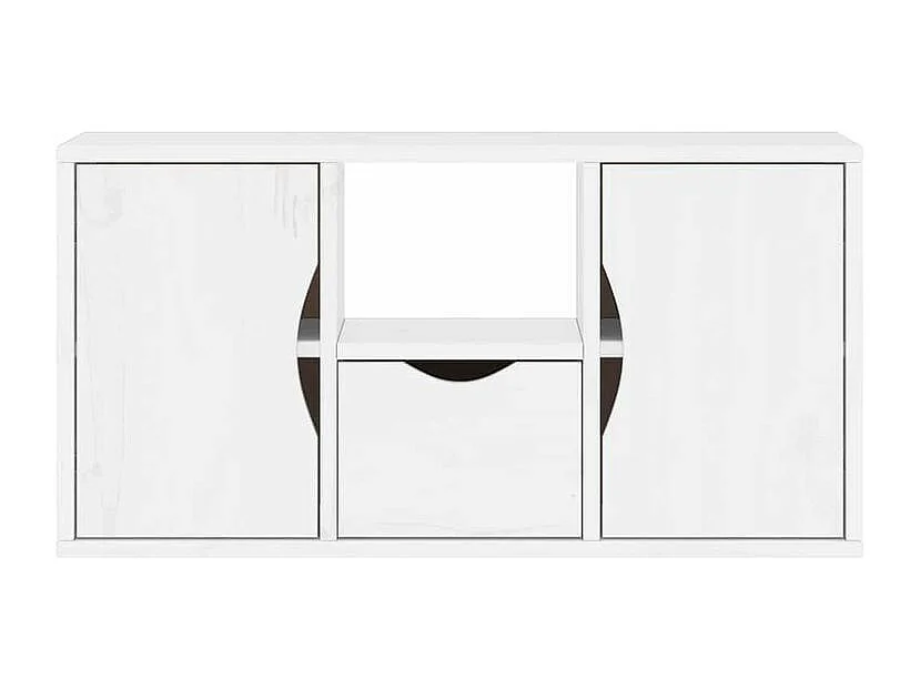 Meuble TV avec tiroir ODDA blanc 79x24x40,5 bois massif pin