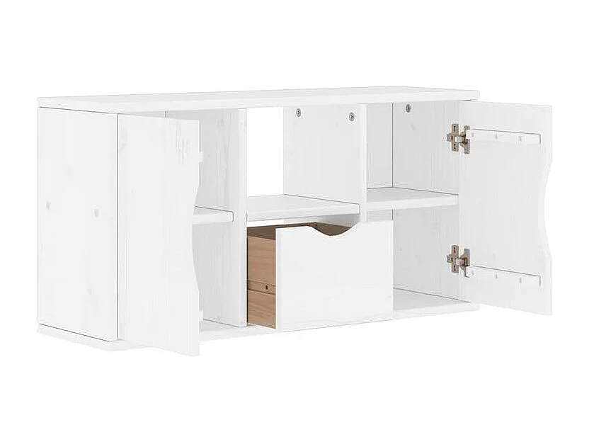 Meuble TV avec tiroir ODDA blanc 79x24x40,5 bois massif pin