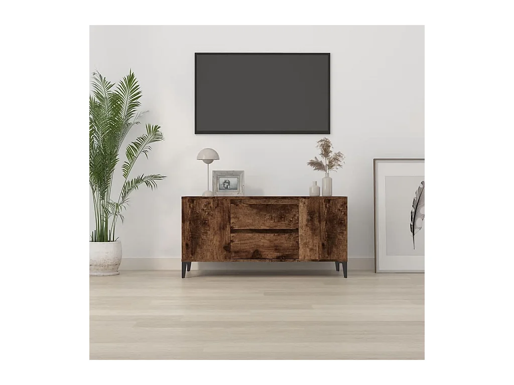 Meuble TV Chêne fumé 102x44,5x50 Bois d'ingénierie
