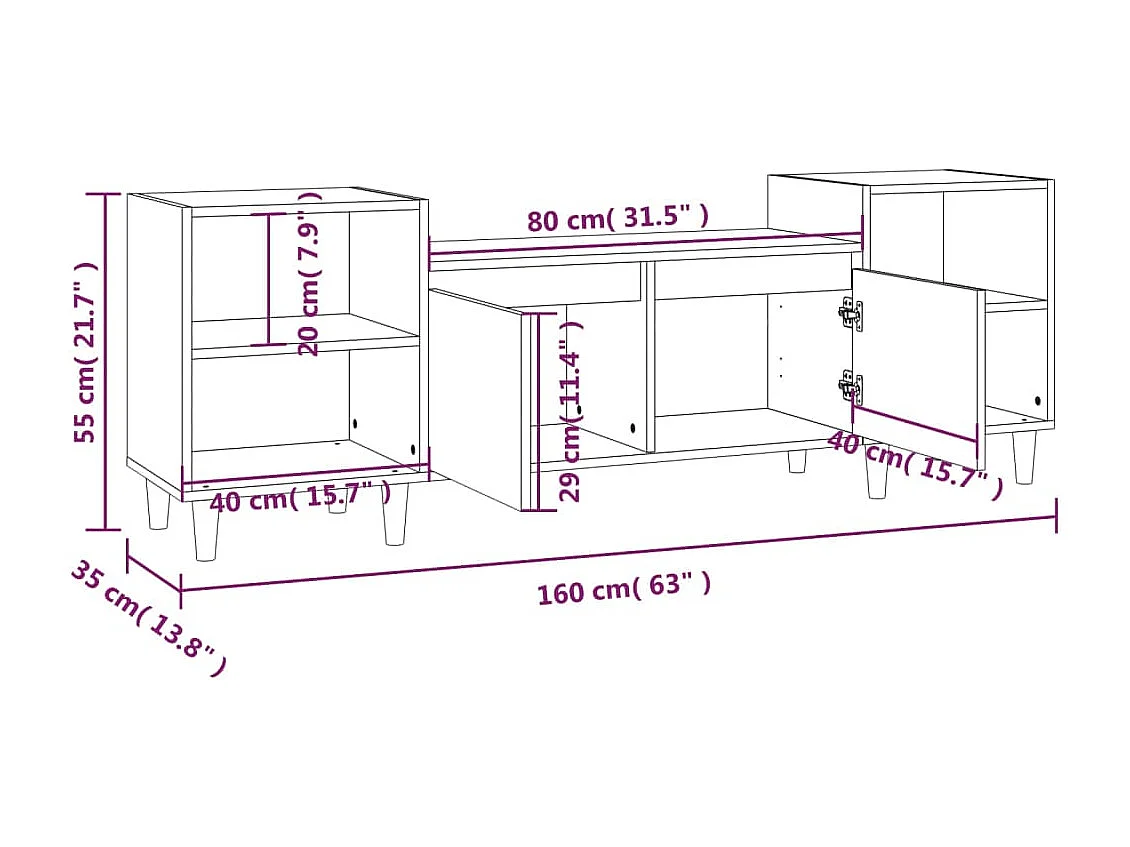 Meuble TV Chêne sonoma 160x35x55 Bois d'ingénierie