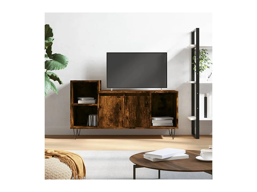 Meuble TV Chêne fumé 100x35x55 Bois d'ingénierie