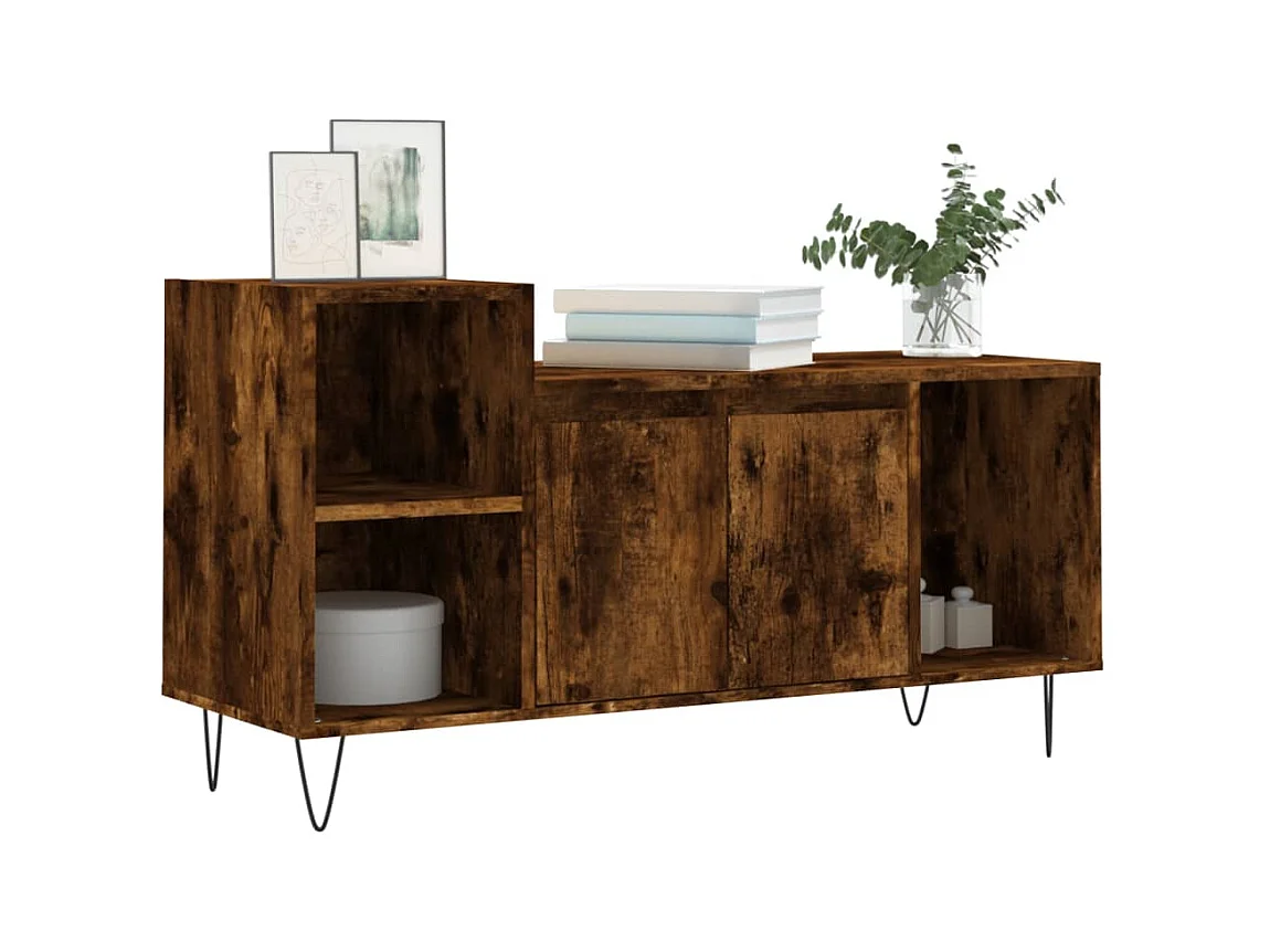 Meuble TV Chêne fumé 100x35x55 Bois d'ingénierie